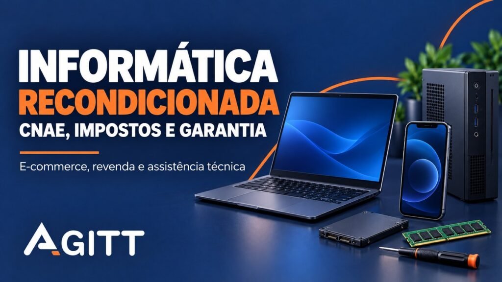 Informática recondicionada: notebook, celular, computador, peças de reposição e logomarca Ágitt.
